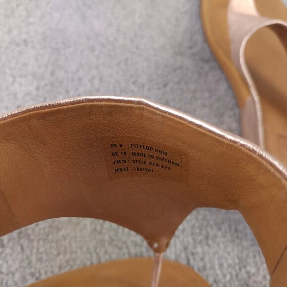 Fitflop Banda Sandal Womens 10 Thong Wedge Leather Comfort Slip On Shoes Pink - Picture 7 of 8